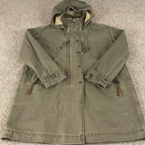 Poetry Jacket Women’s 10 Cotton Hooded Canvas Chore Trench Coat Military 10
